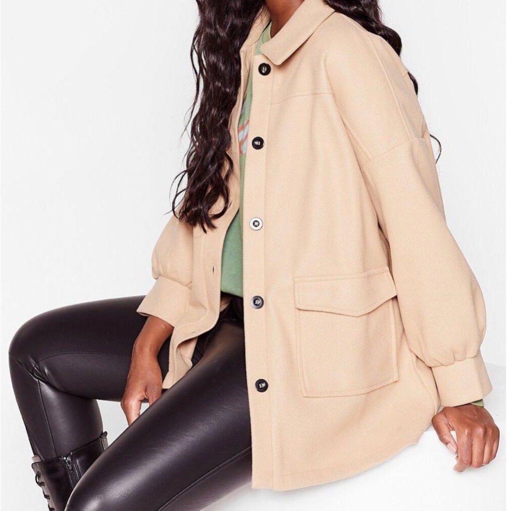 Nasty Gal Shacket - Size 14 Camel